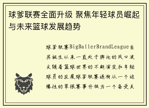 球爹联赛全面升级 聚焦年轻球员崛起与未来篮球发展趋势